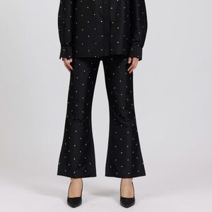 NWOT Batsheva Lawyer Pant in Black with Rhinestone Embellishments